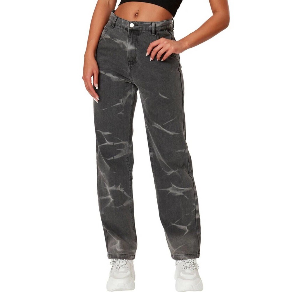The Kript Tempest women’s high Grey High waisted Tapered leg Denim jeans 28x32